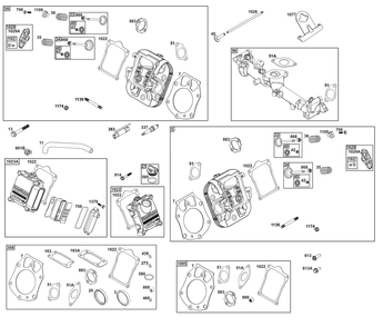 Cylinder Head Group Diagram and Parts List for 61E377-0060-J1 400000 - 699999 Briggs and Stratton Engine